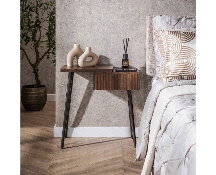 Nachtkastje links Carve - Massief acacia drift brown