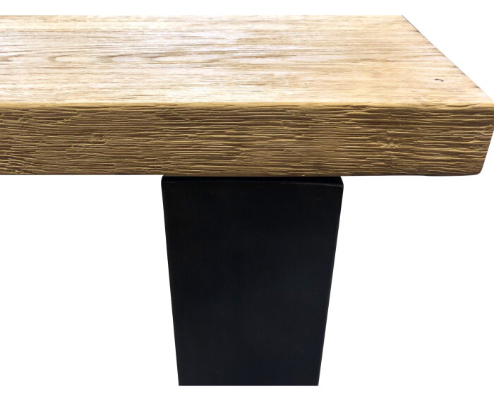 Eettafel 'TIM' eikenhout + vierkant metalen onderstel