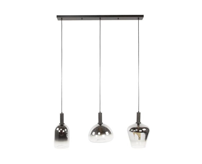 Hanglamp 3L mix grey shaded - Artic zwart