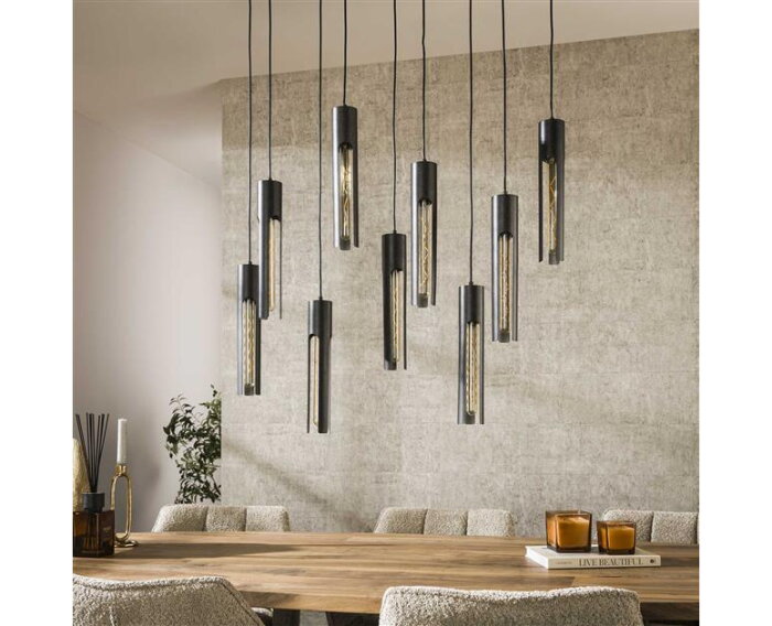 Hanglamp 5+4 tube - Artic zwart