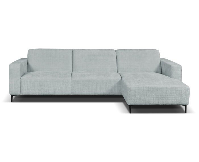 Hoekbank Nolan met Chaise Longue Rechts &ndash; Cremona Stof - Lichtgrijs - 275x150x84 cm