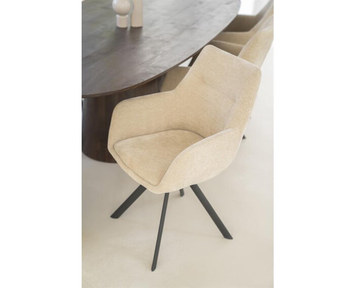 Eetkamerstoel Bliss met armleuning - taupe | BY-BOO