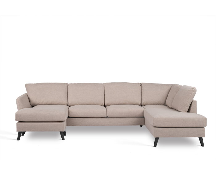 U-bank Lexington Rechts By-Olaf – Stof Inari 22 Beige – Houten Poten – Royale Hoekbank – 310 x 196 cm