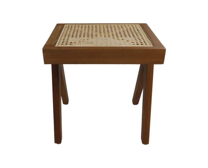 Decoratief bankje  - 42x32x45 - Naturel - Teak/rotan