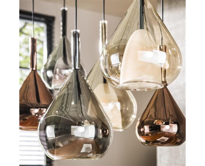 Hanglamp 4+3 wings mix glass - Zwart