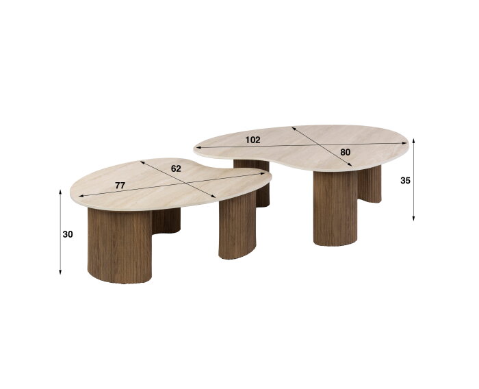 Salontafel Ceramo aperto set/2 - 3D keramiek travertin