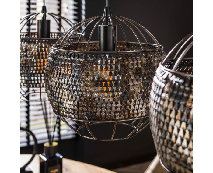 Hanglamp 3L &Oslash;30 armor open - Zwart bruin