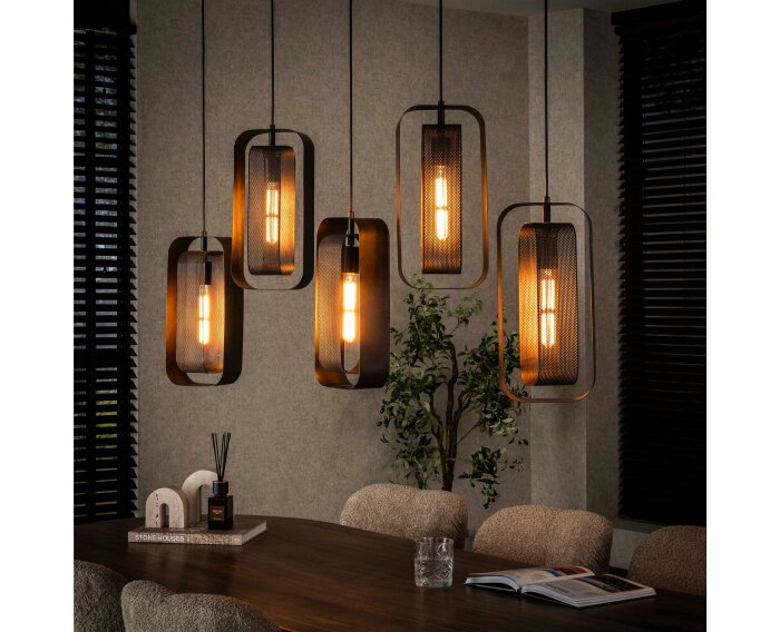 Hanglamp Mesh rotate 5 lampen - Artic zwart