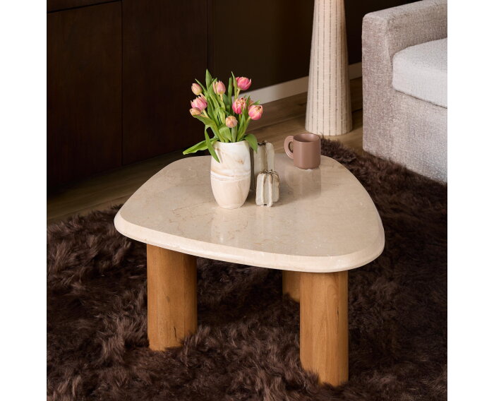 Salontafel Nuv&eacute; organisch marmer - beige - 84x75x35 cm