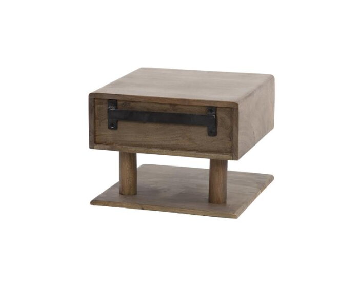 Nachtkastje 1L shelve Carve - Massief acacia drift brown