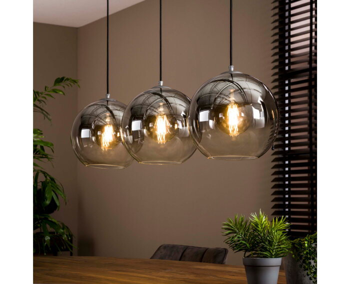 Hanglamp 3L bubble shaded - Oud zilver