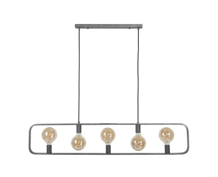 Hanglamp 5L strip - Oud zilver