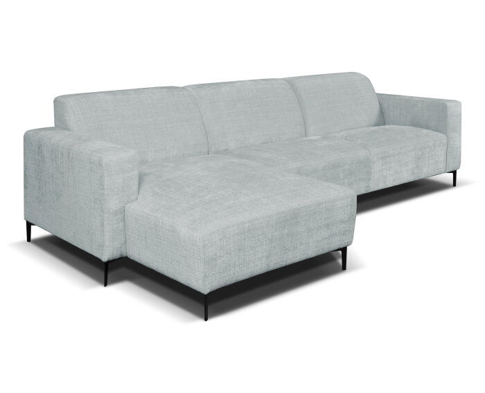 Hoekbank Nolan met Chaise Longue Links &ndash; Cremona Stof - Lichtgrijs - 275x150x84 cm