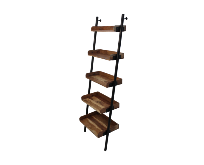 Decoratieve ladder - powdercoated black - acacia