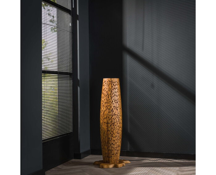 Vloerlamp S bars - Massief gerecycled teakhout