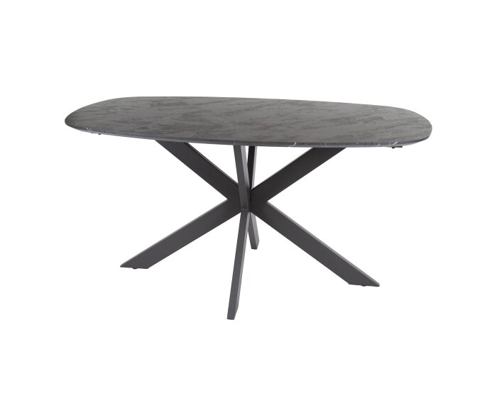 Eettafel Marquina Deens ovaal melamine 150x90 cm - marmerlook 3D