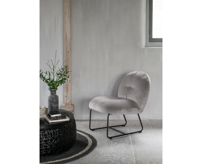 Coffee table Rimini large,35x&Oslash;100 cm, Black rattan, wooden top