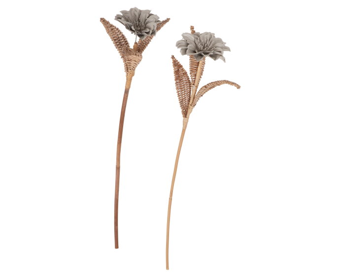 Rattan flower Light Grey - ORDER by 4 pcs,65x&Oslash;15 cm