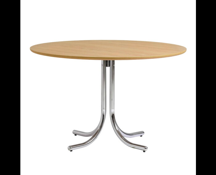 Ronde eettafel Menfi - naturel eikenfineer - &Oslash;120 cm - chromen onderstel