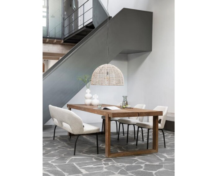 MUST Living eetkamerbank Bloom - 150x57x87 cm - Boucl&eacute; naturel