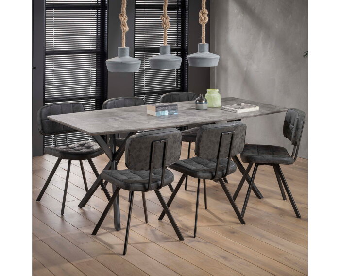 Eettafel betonlook 3D ovaal 190 cm - Grijs