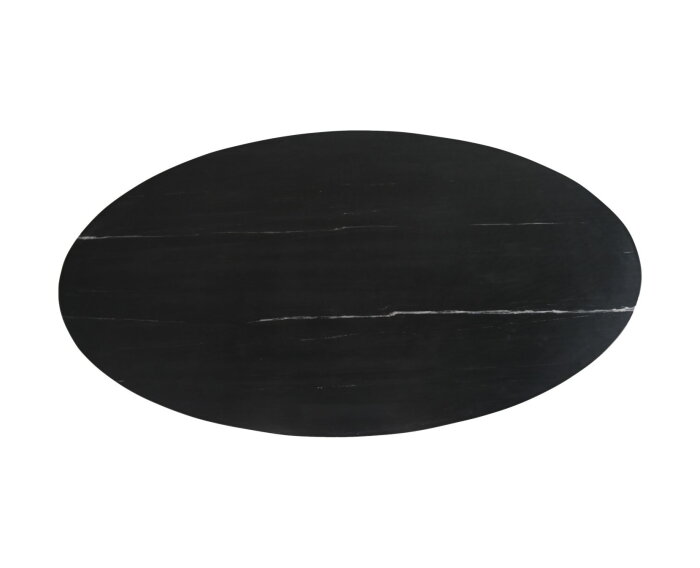 Salontafel ovaal marmer - 130x70x43 - Zwart - Marmer/metaal