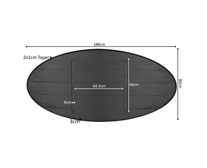 Eiken Blad Ferris Ovaal 180 cm Zwart