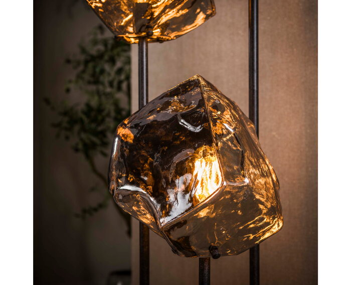 Vloerlamp Rock getrapt 3L - Chroom glas