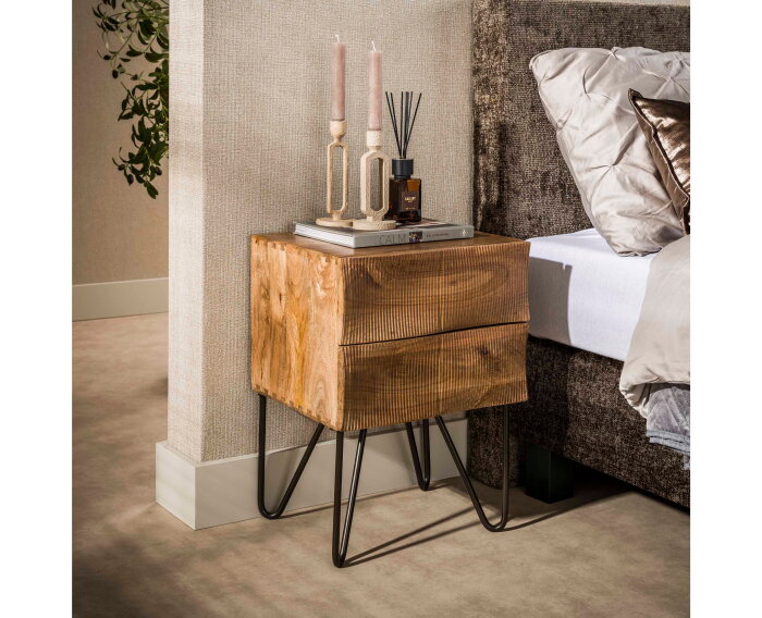 Nachtkastje Ocean 2L - Massief mango zand