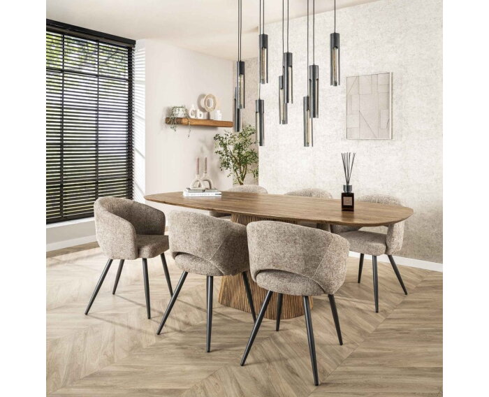 Eetkamertafel 215 wave centrale poot - Massief mango zandkleur