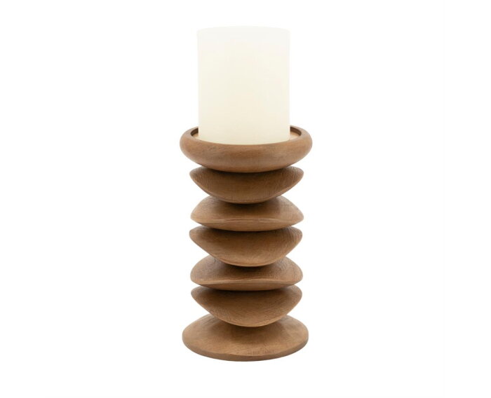Pillar candle holder Kasane - bruin | BY-BOO