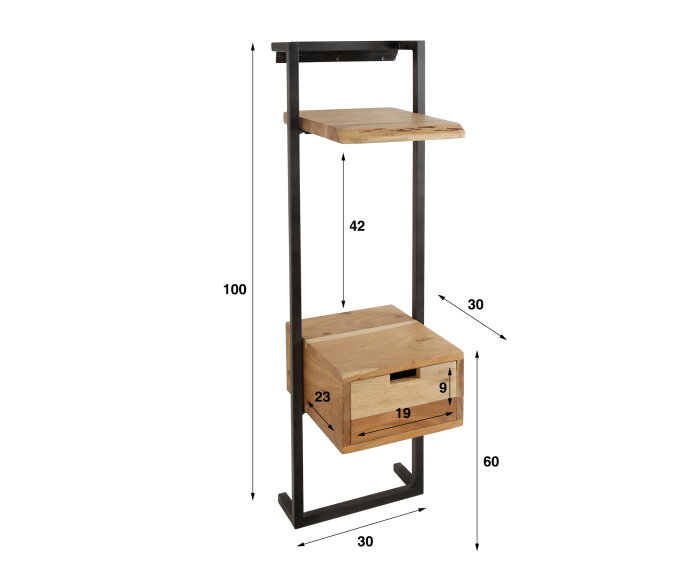 Nachtkastje air solid acacia Small - naturel