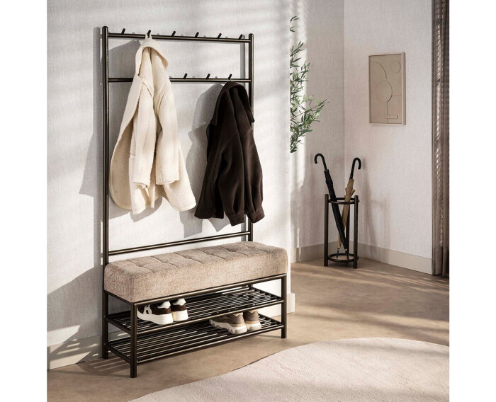 Garderobebank Luno 100x39x183 cm - Poedercoat drift brown