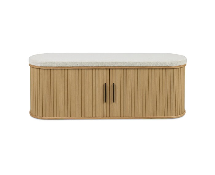 NOLA STORAGE BENCH OFF WHITE BOUCLÉ SEAT