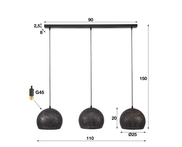 Hanglamp Punch 3 Lampen | Ray