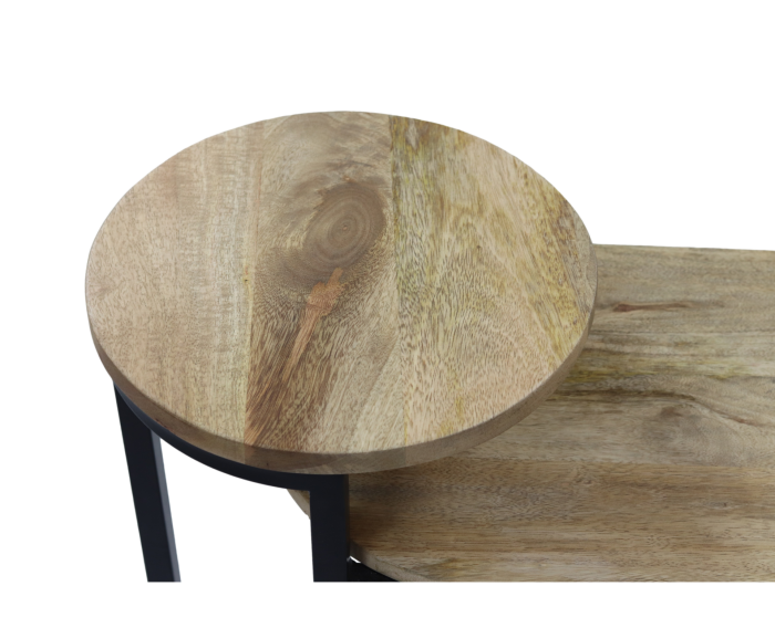 Sidetable Ovaal Plateau - 75x30x60 - Naturel/zwart - Mangohout/ijzer