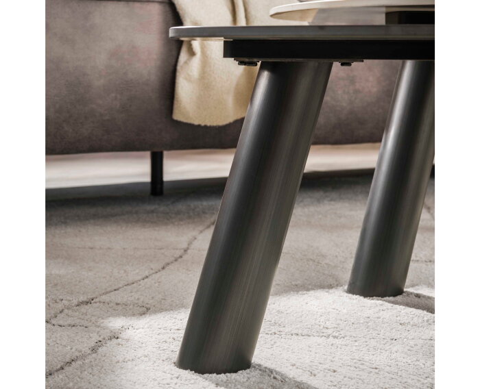 Salontafel set/2 log Twin - 3D ceramic mix travertine