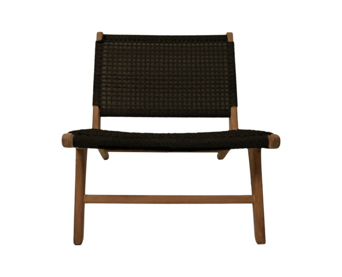 HSM Collection-Tuin Loungestoel Rio-66x80x65-Zwart/Naturel-Teak/Bananenblad