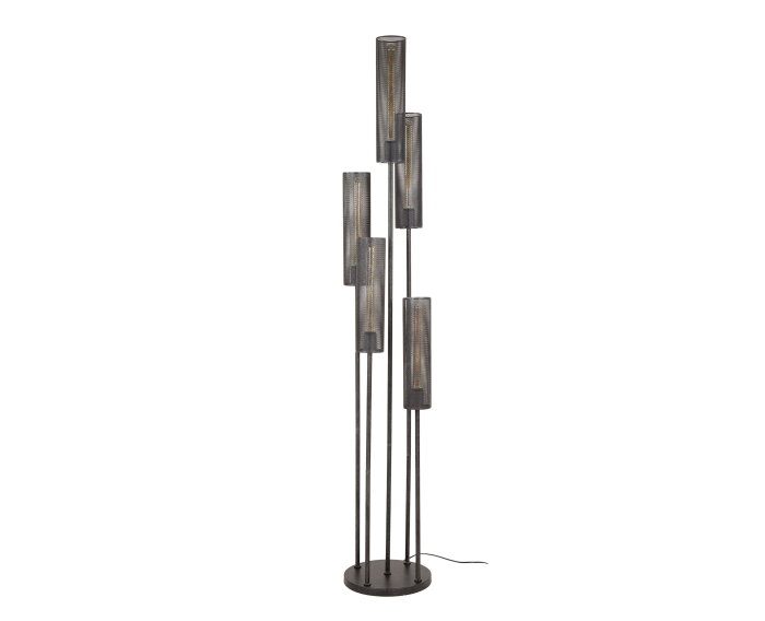 Vloerlamp 5L getrapt tube mesh - Artic zwart