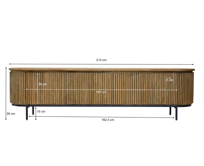 Tv meubel Lausanne 210cm teakhout- Naturel