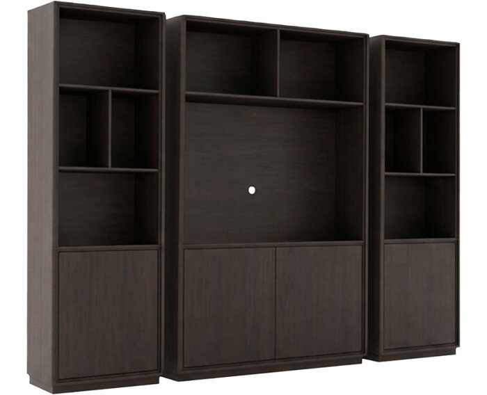 Oulu TV-kast 150 met 2 deuren en 3 open vakken, Dark Chocolate - Oak Collection