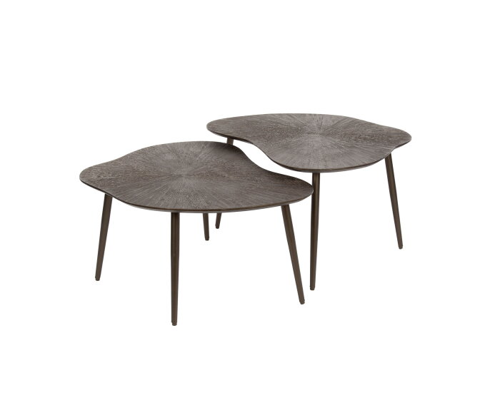 Salontafel set/2 Brown Ray Metal organisch - Donkerbruin brons