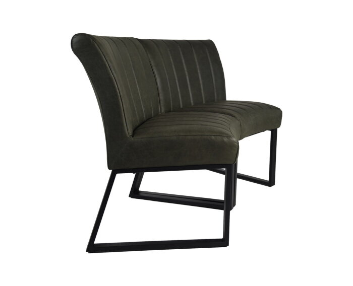 HSM Collection-Eetkamerbank Texas-68x55x88-Groen/Zwart-Leder/Metaal