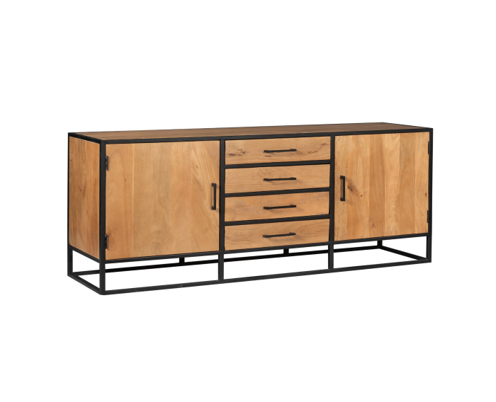 Dressoir Denver | Mangohout en staal | 210 cm