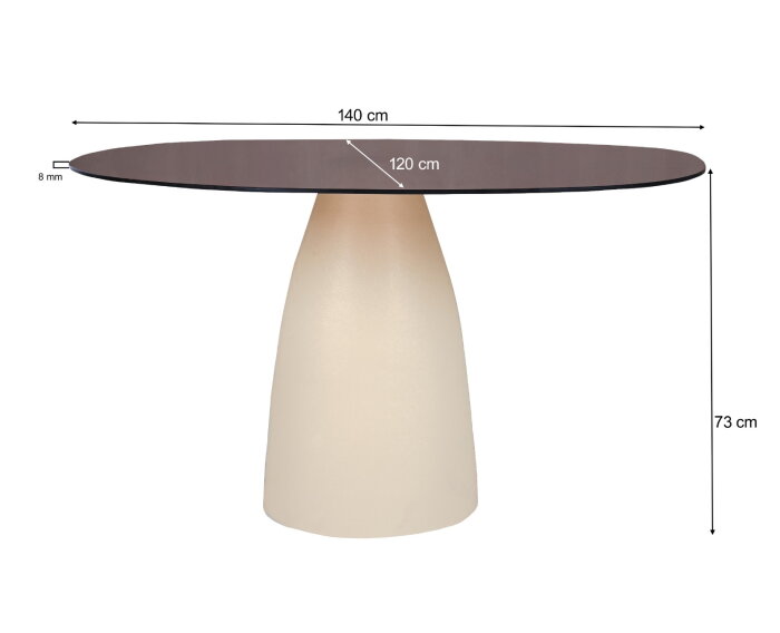 Eettafel Brix Mylon organisch 140 cm glas