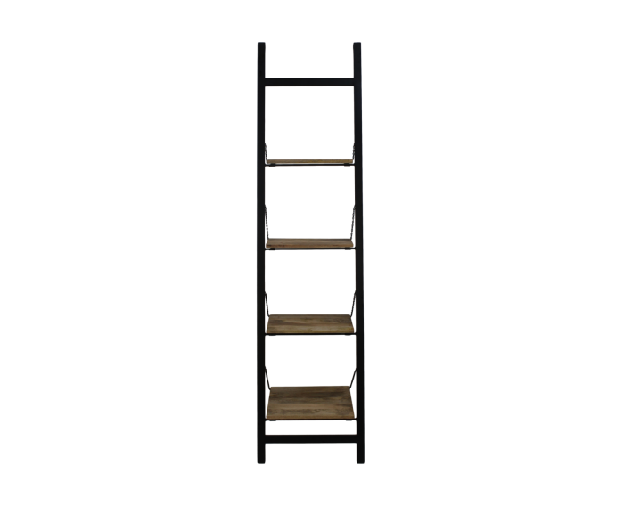 Decoratieve ladder - mangohout/ijzer - powdercoated black