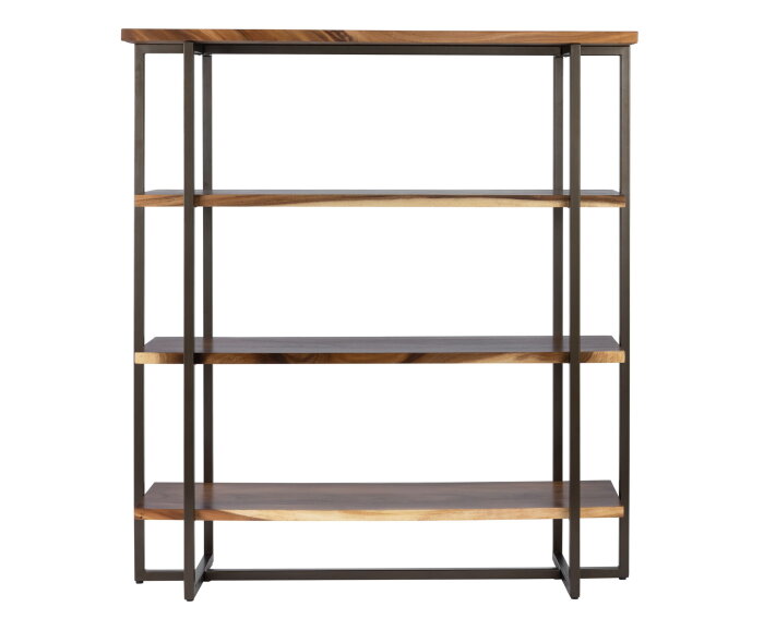 Bookrack Flare Low , 3 open racks (Knock Down),145x130x40 cm, suar wood