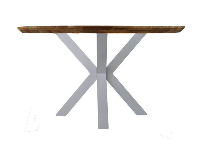 Ronde eettafel Fishbone - ø140x76 - Naturel/wit - Eiken/metaal