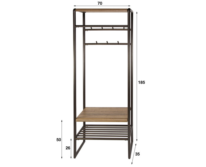 Garderobemeubel roede Luno - Drift Brown Powdercoated