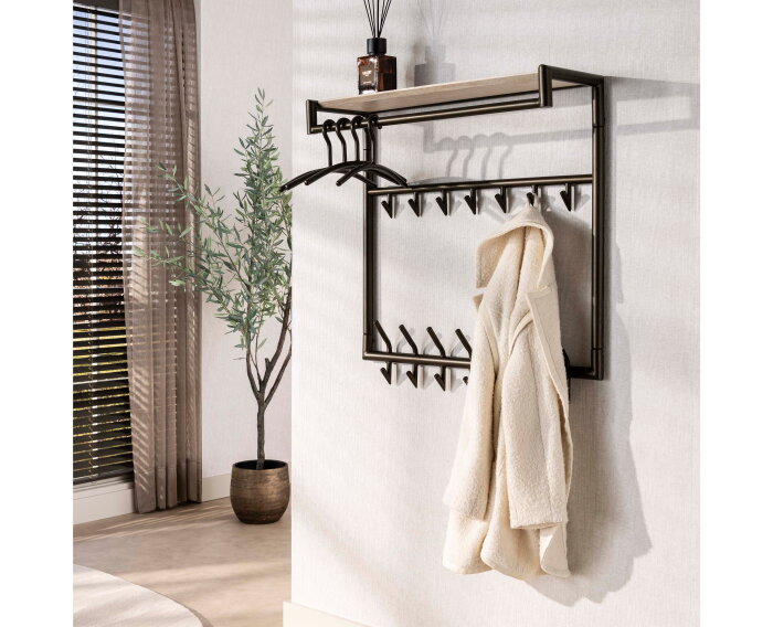 Kapstok Terra hoog roede-hoedenplank - Melamine travertine